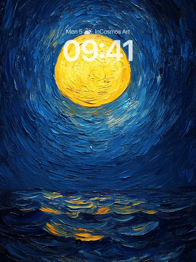 Luminous Spiral Wallpaper with Moonlit Water