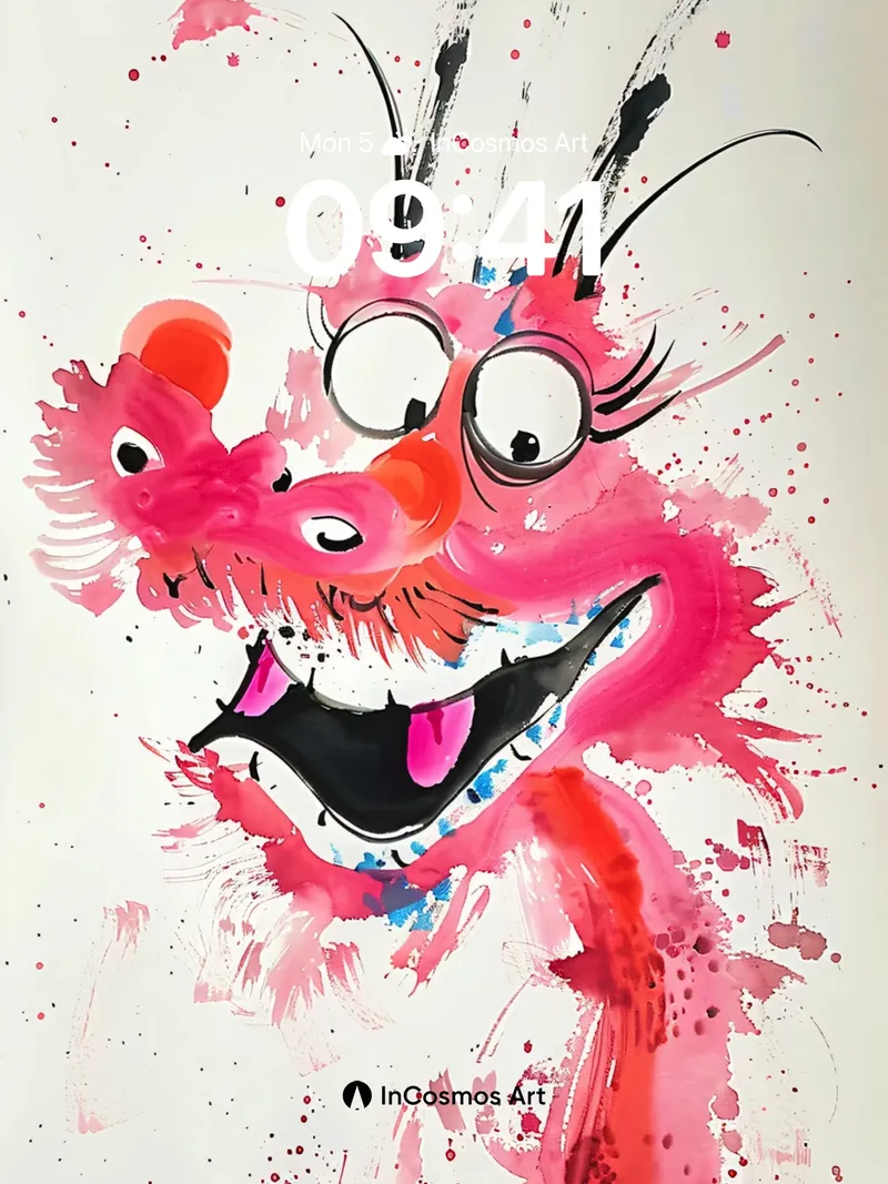 Playful Splash Wallpaper with Whimsical Dragon