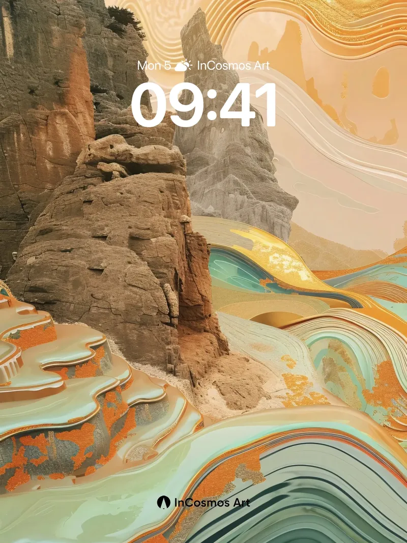 Surreal Canyon Wallpaper with Liquid Light