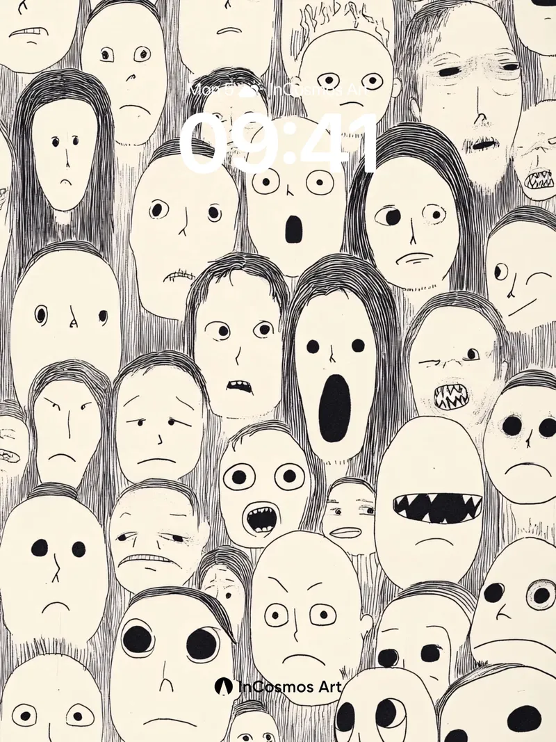 Echo Chamber Wallpaper with Whispering Faces