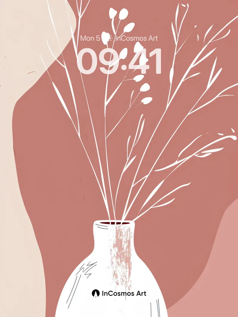 Serene Silhouette Wallpaper with Dried Botanicals