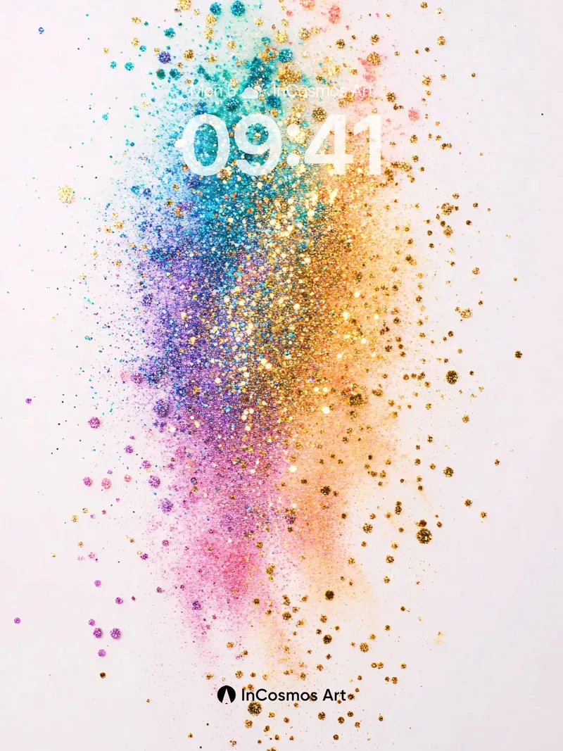 Luminous Cascade Wallpaper with Sparkling Particles