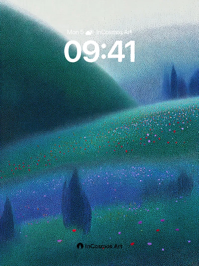 Whispering Hills Wallpaper with Starlit Dots