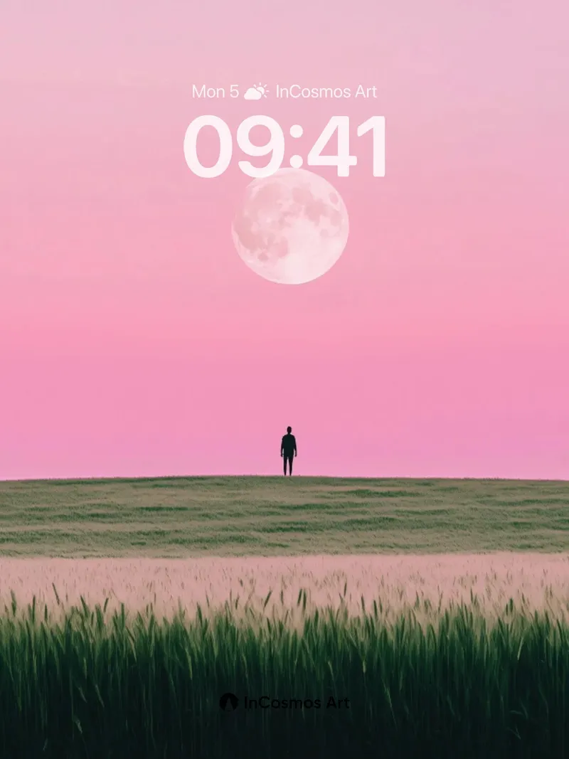 Serenity Moonrise Wallpaper with Solitary Figure