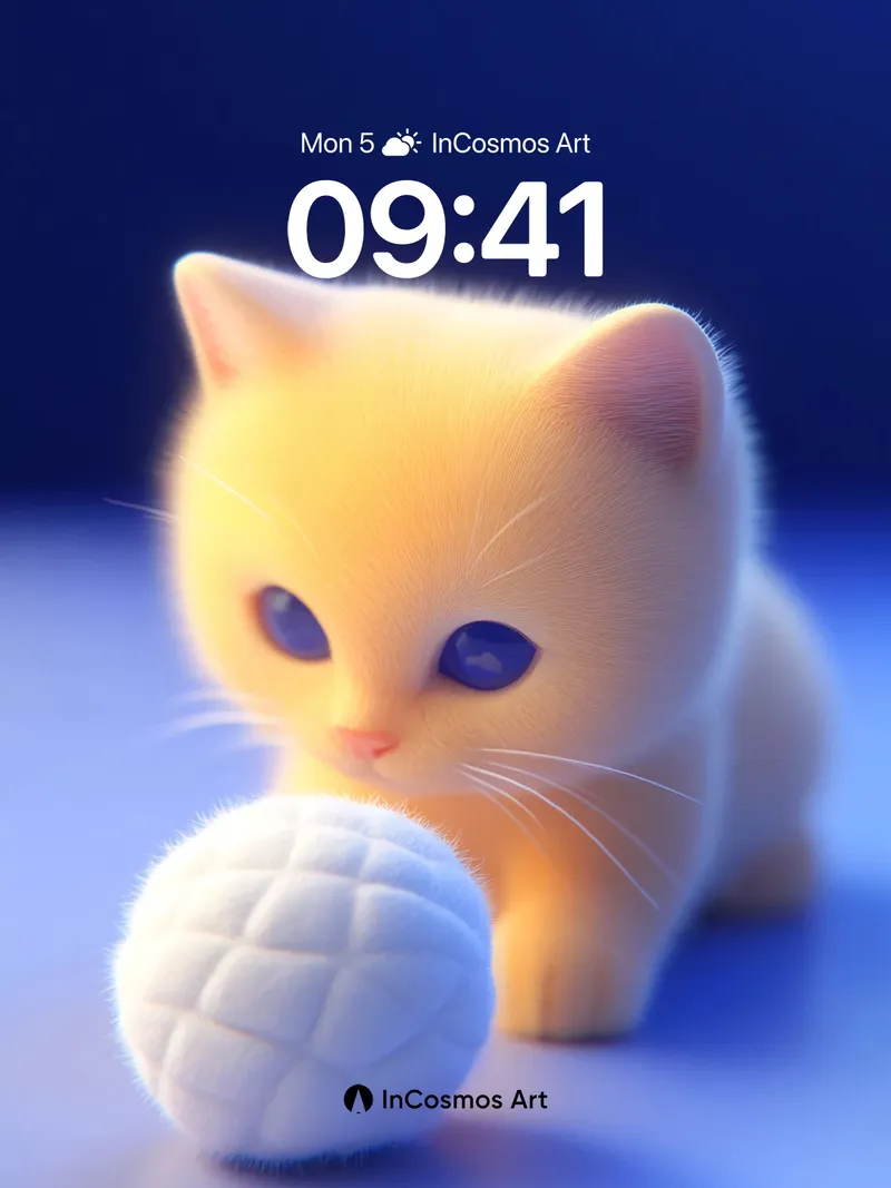 Luminous Purr Wallpaper with Soft Quilted Sphere