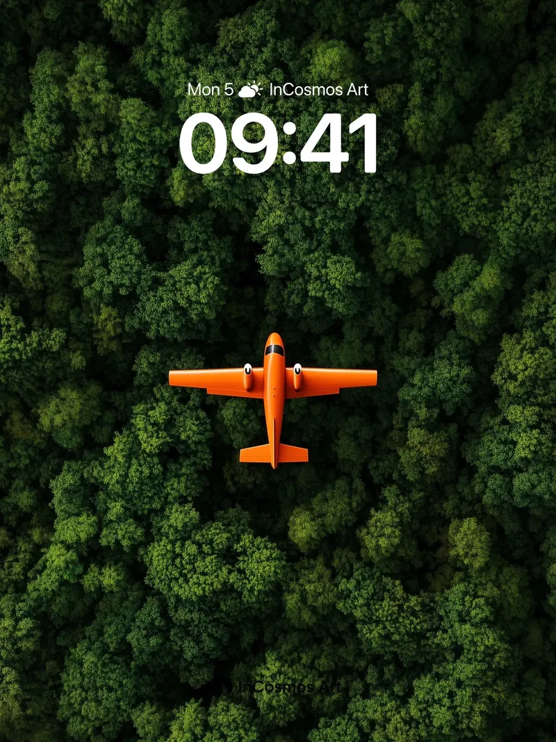 Crimson Flight Wallpaper Over Emerald Canopy