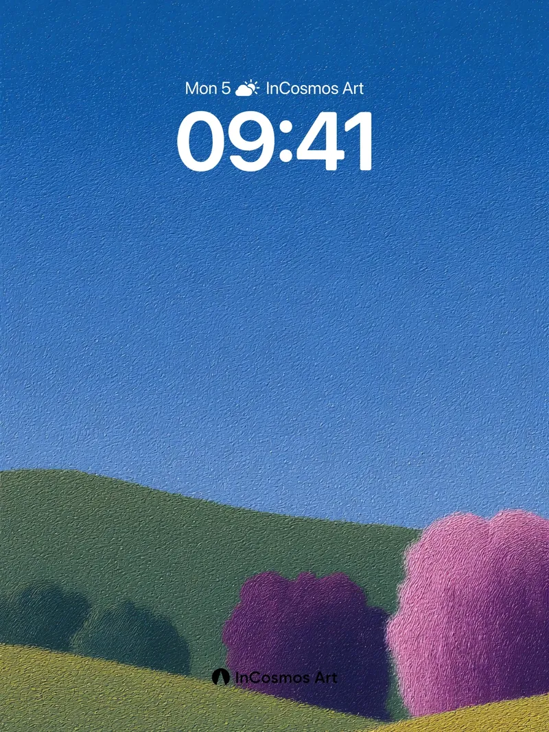 Serenity Hillside Wallpaper with Velvet Trees