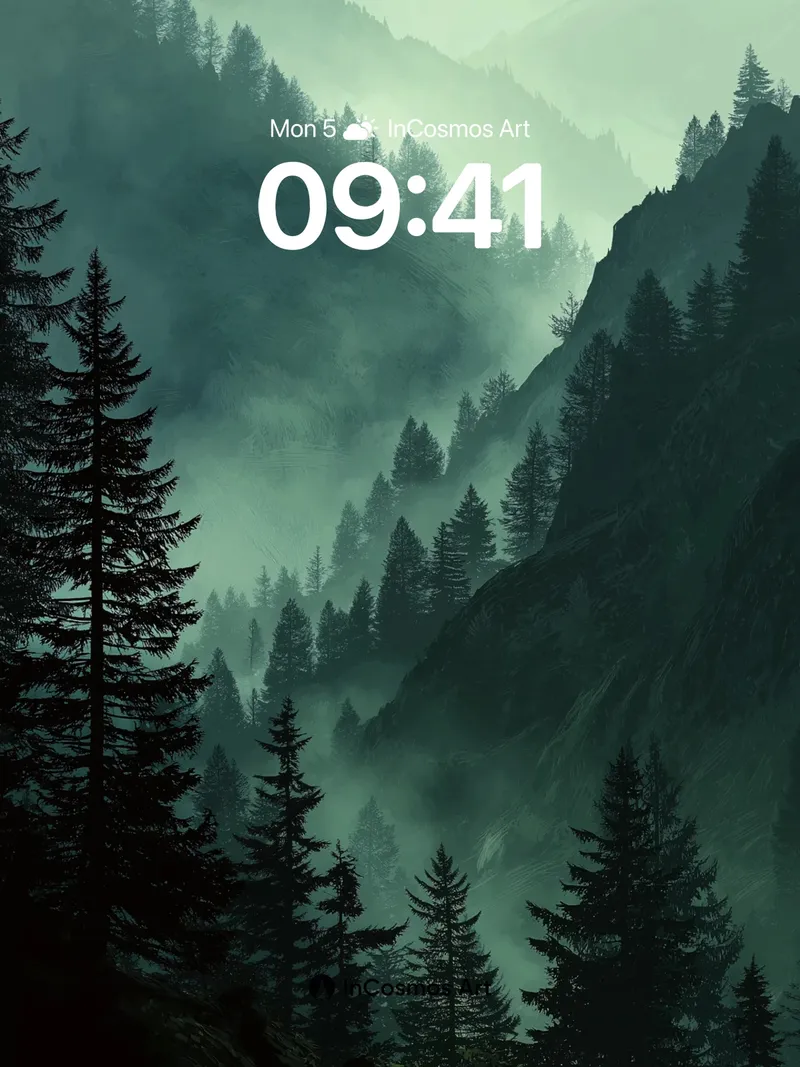 Mist-veiled Forest Wallpaper with Whispering Pines