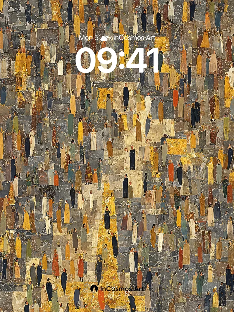 Golden Crowd Wallpaper with Mosaic Souls