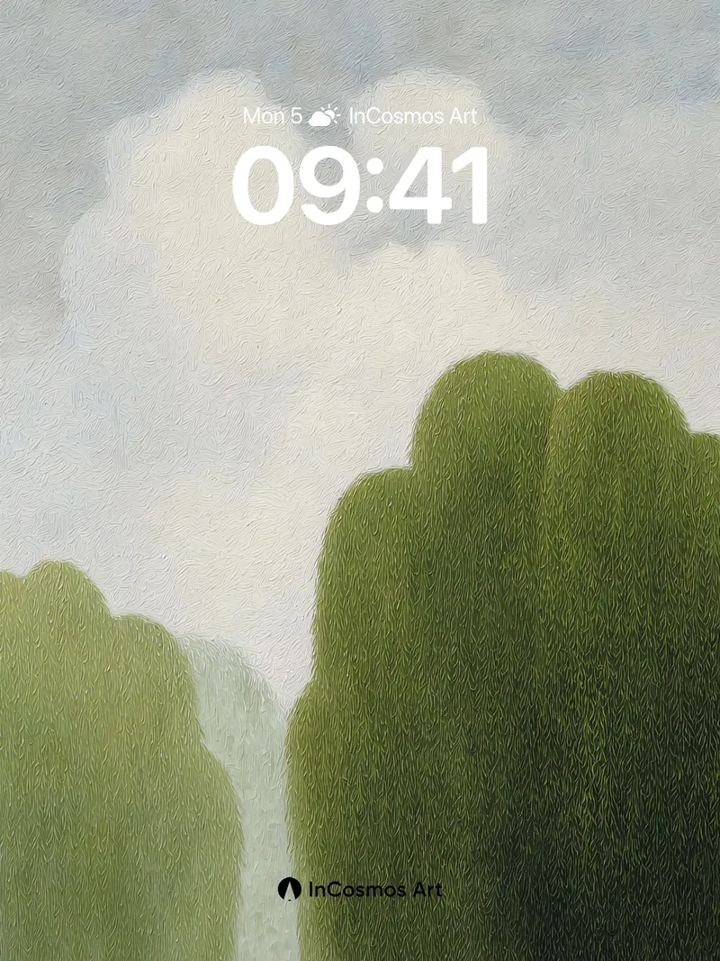 Whispering Canopy Wallpaper with Mist-Bleached Light