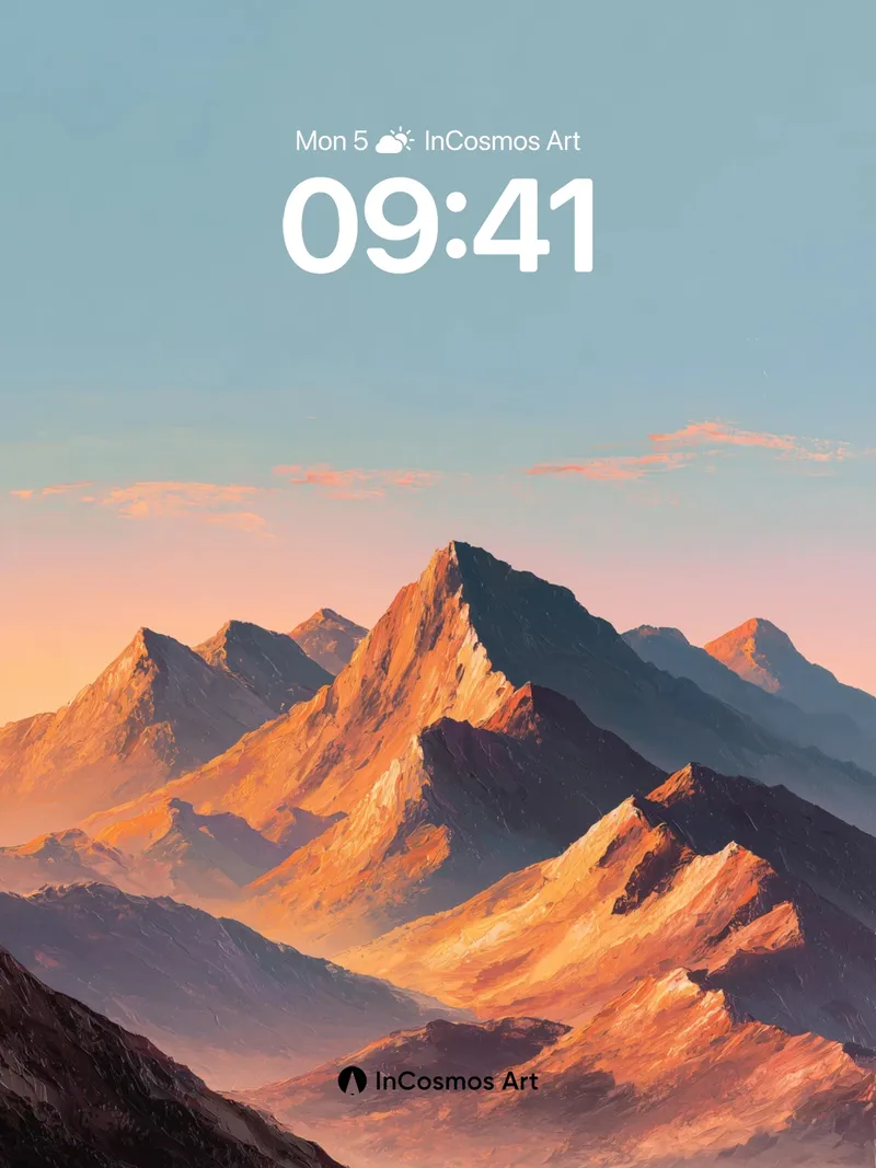 Golden Hush Wallpaper with Sunlit Peaks