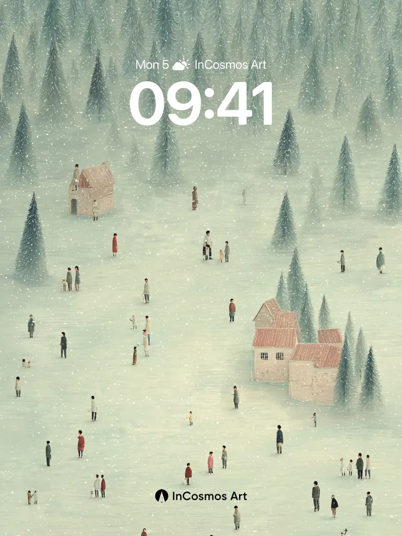 Frost Whisper Wallpaper with Silent Figures