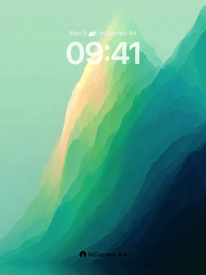 Emerald Hush Wallpaper with Light-Brushed Peaks