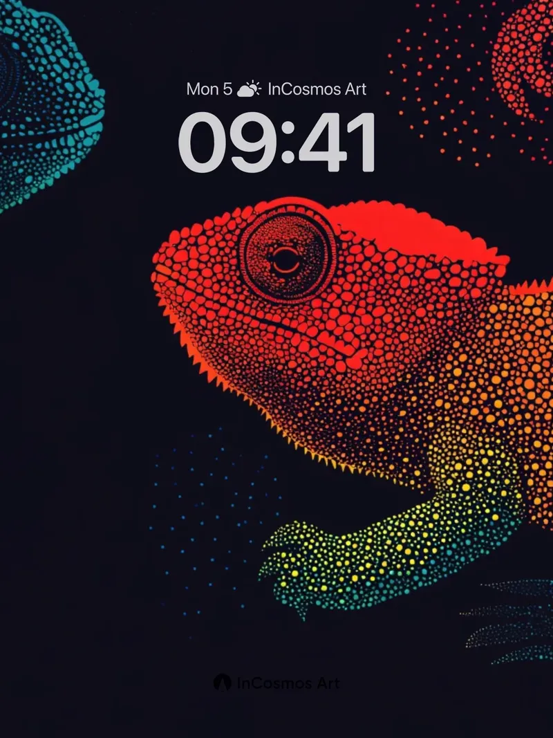 Neon Lizard Wallpaper with Glowing Scales