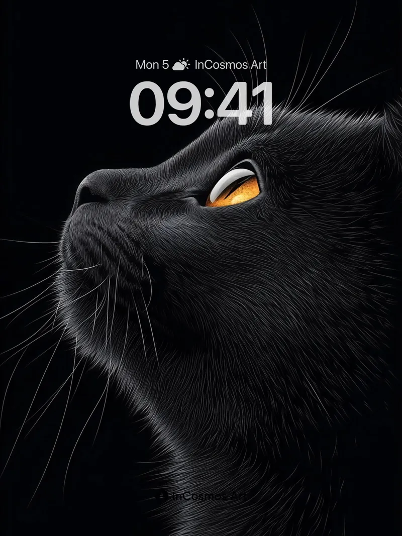 Obsidian Gaze Wallpaper with Golden Eyes