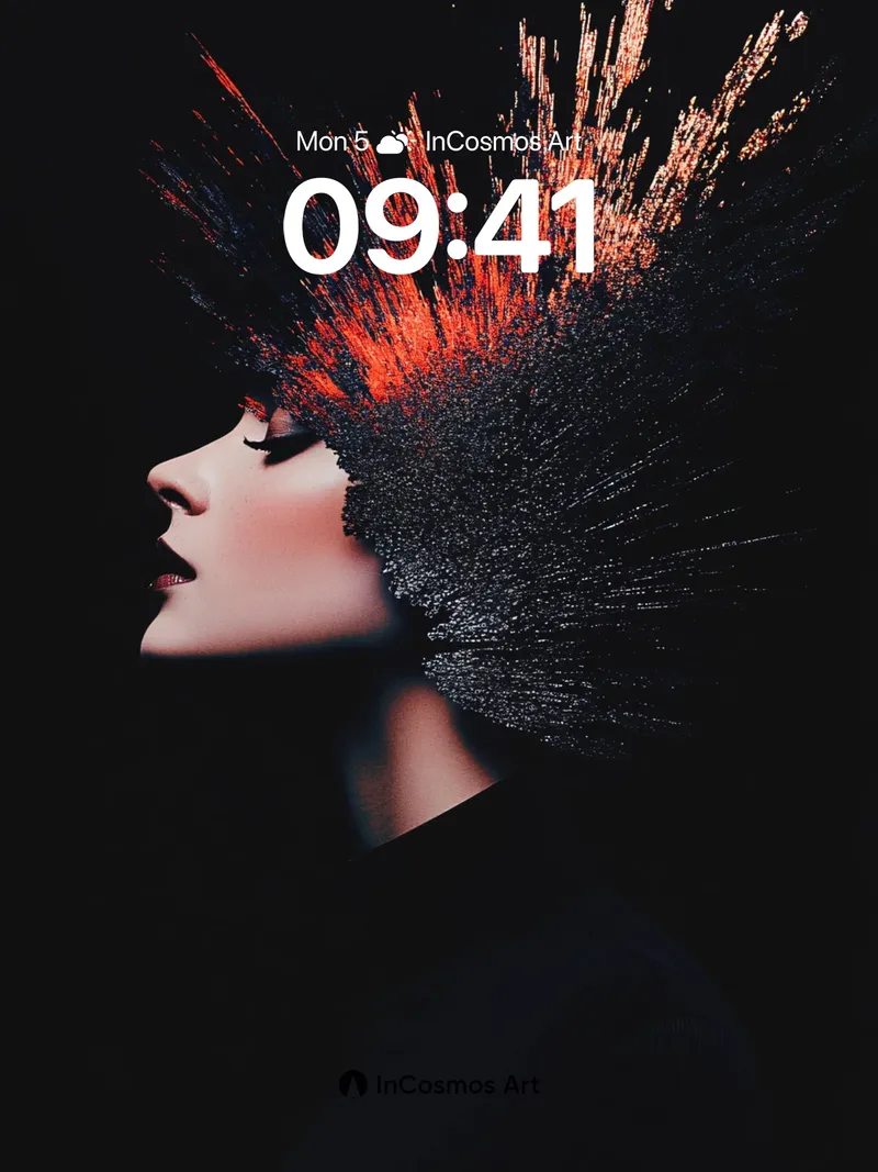 Flickering Ember Wallpaper with Digital Hair