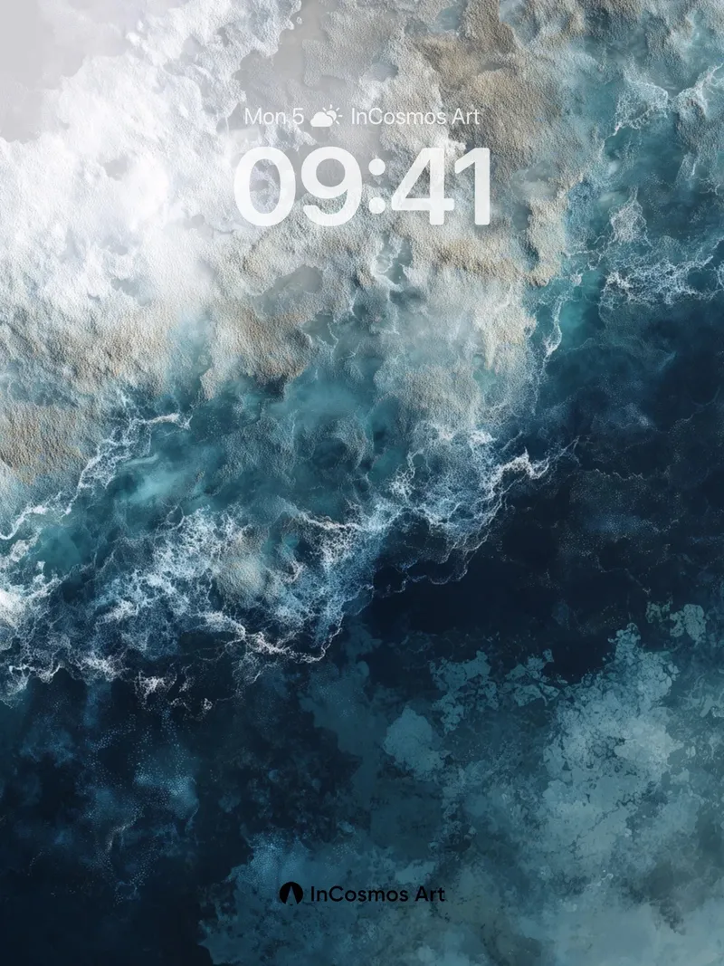 Turbulent Sea Wallpaper with Cloud-Whispered Edges