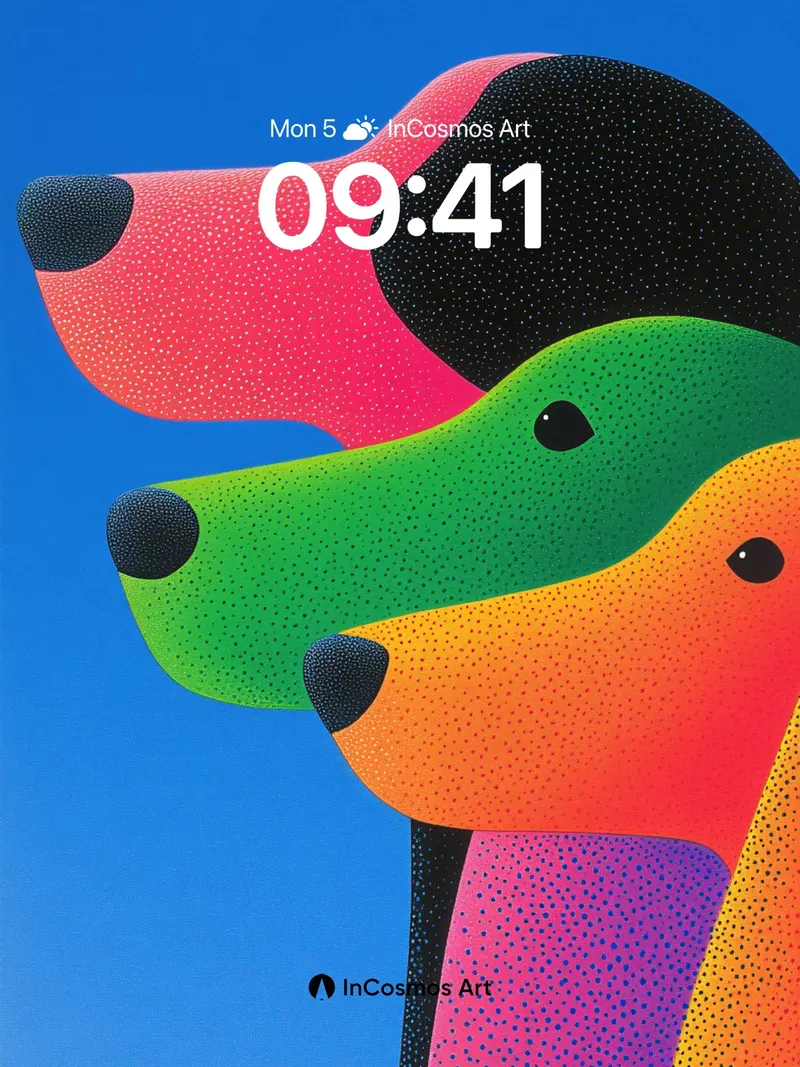 Rainbow Canine Wallpaper with Polka-Dot Hues