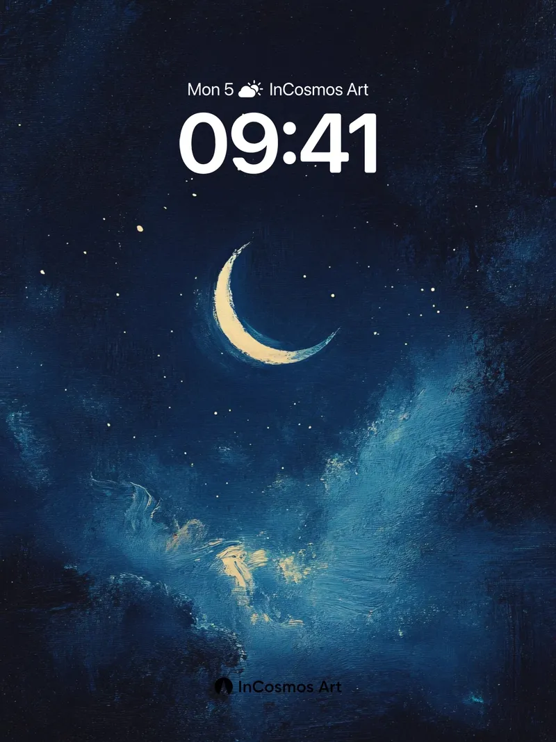 Crescent Whispers Wallpaper with Starlit Veil