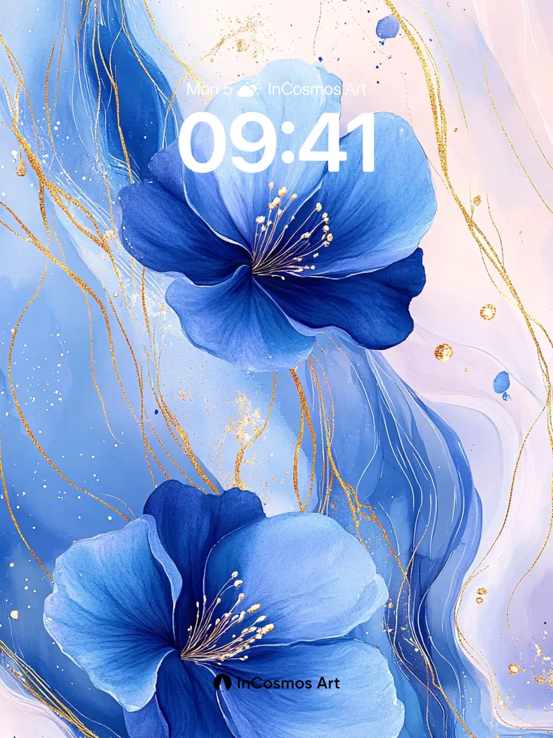 Luminous Bloom Wallpaper with Golden Veins