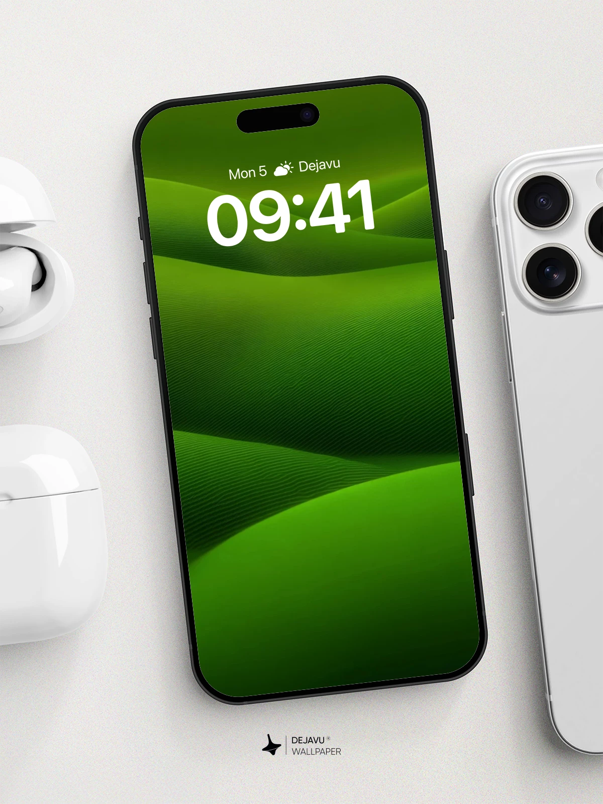 Surreal Green Waves Wallpaper 8K for iPhone and Android