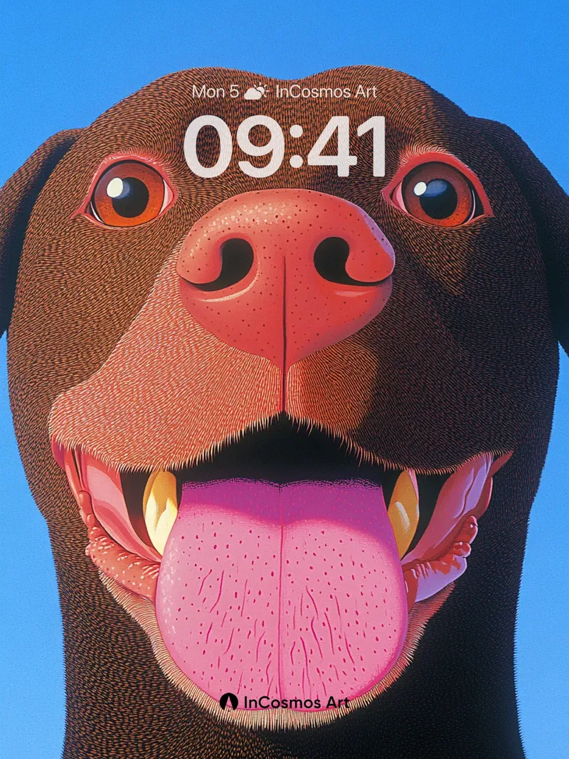Joyful Canine Gaze Wallpaper with Textured Fur
