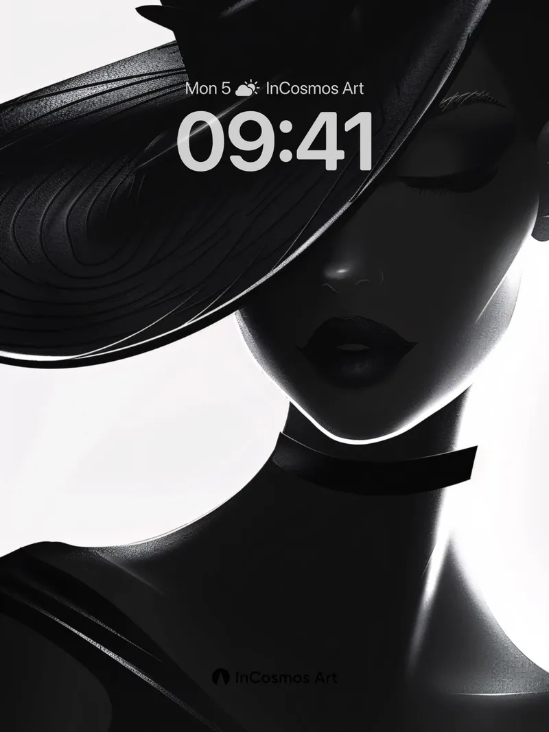 Shadowed Elegance Wallpaper with Velvet Hat