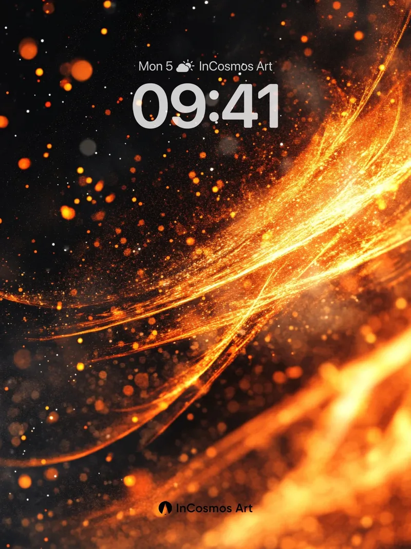 Luminous Ember Wallpaper with Celestial Trails