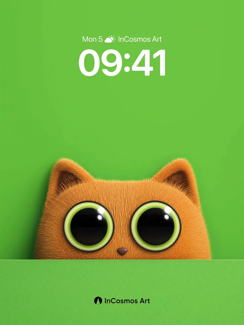 Peekaboo Feline Wallpaper with Luminous Eyes