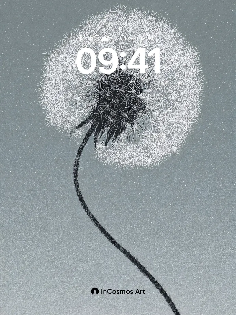 Serenity Dandelion Wallpaper with Starlight Texture