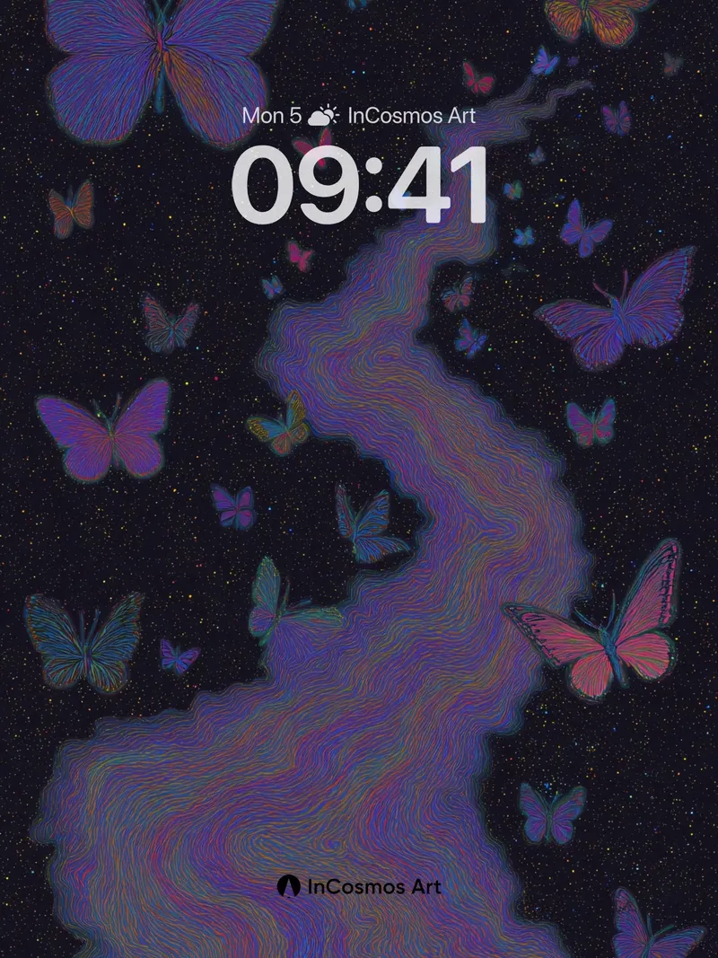 Cosmic Flutter Wallpaper with Nebula Veins
