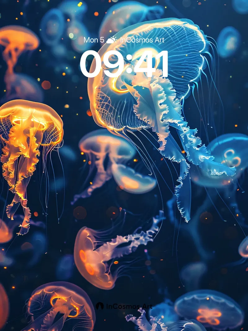 Luminous Depths Wallpaper with Bioluminescent Drift