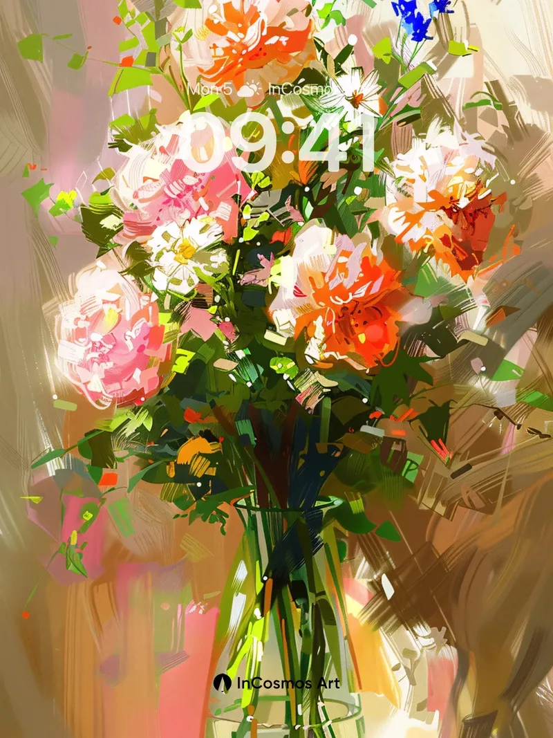 Sunlit Bloom Wallpaper with Painted Light