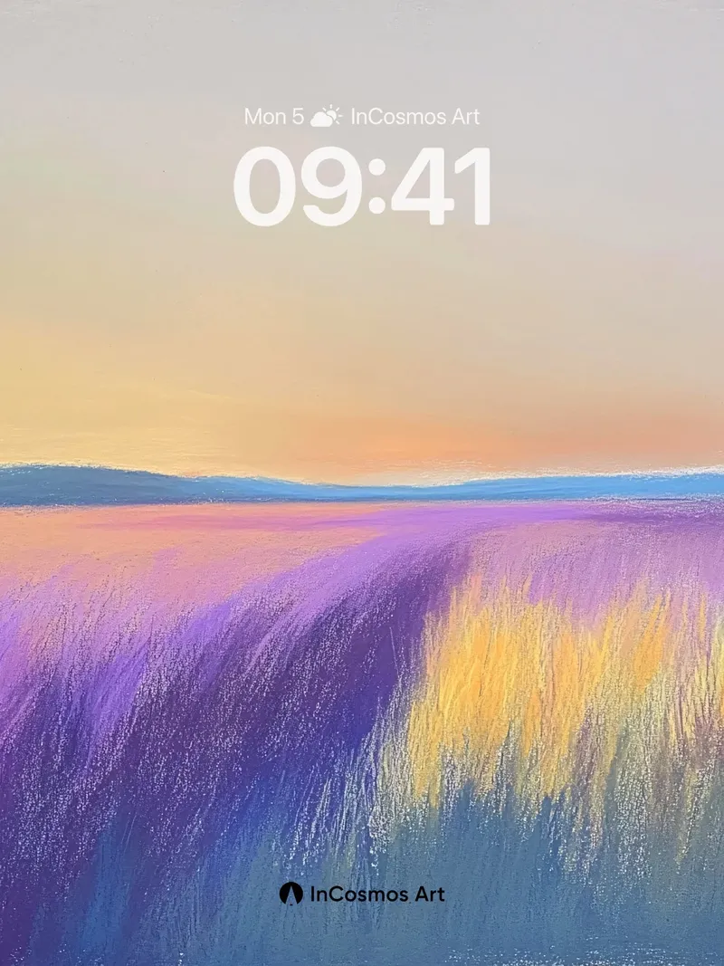 Serenity Field Wallpaper with Dusk Hues