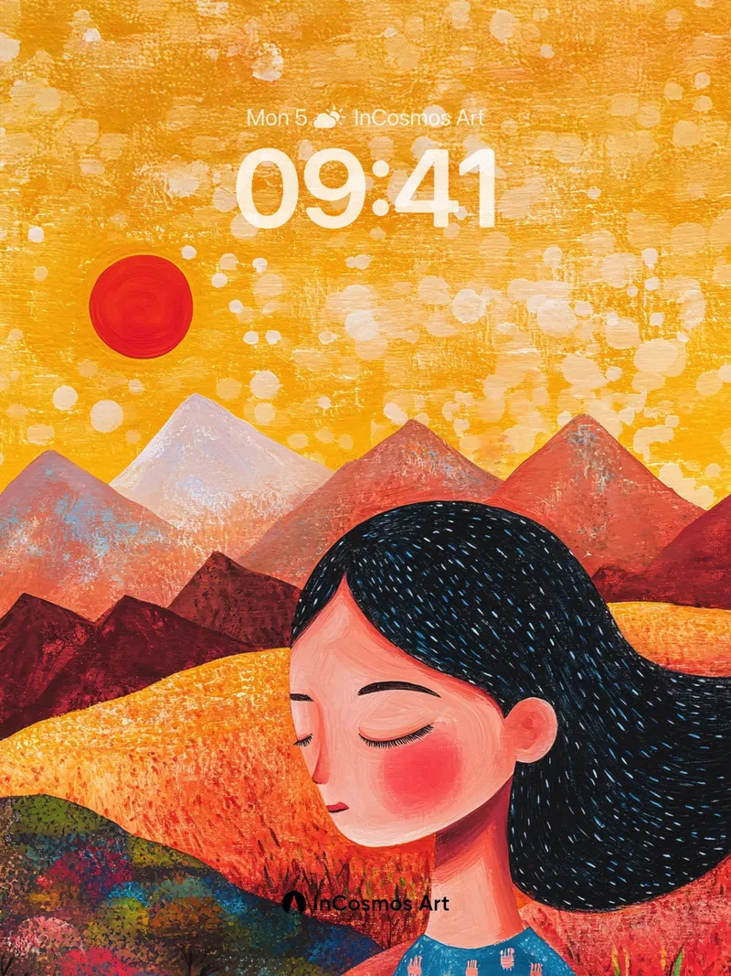 Serenity in Sunset Wallpaper with Whispering Peaks