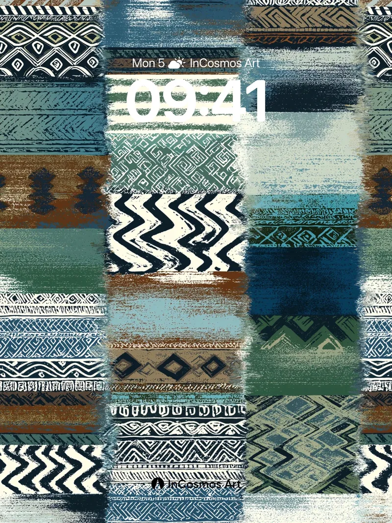 Tribal Tapestry Wallpaper with Weathered Lines