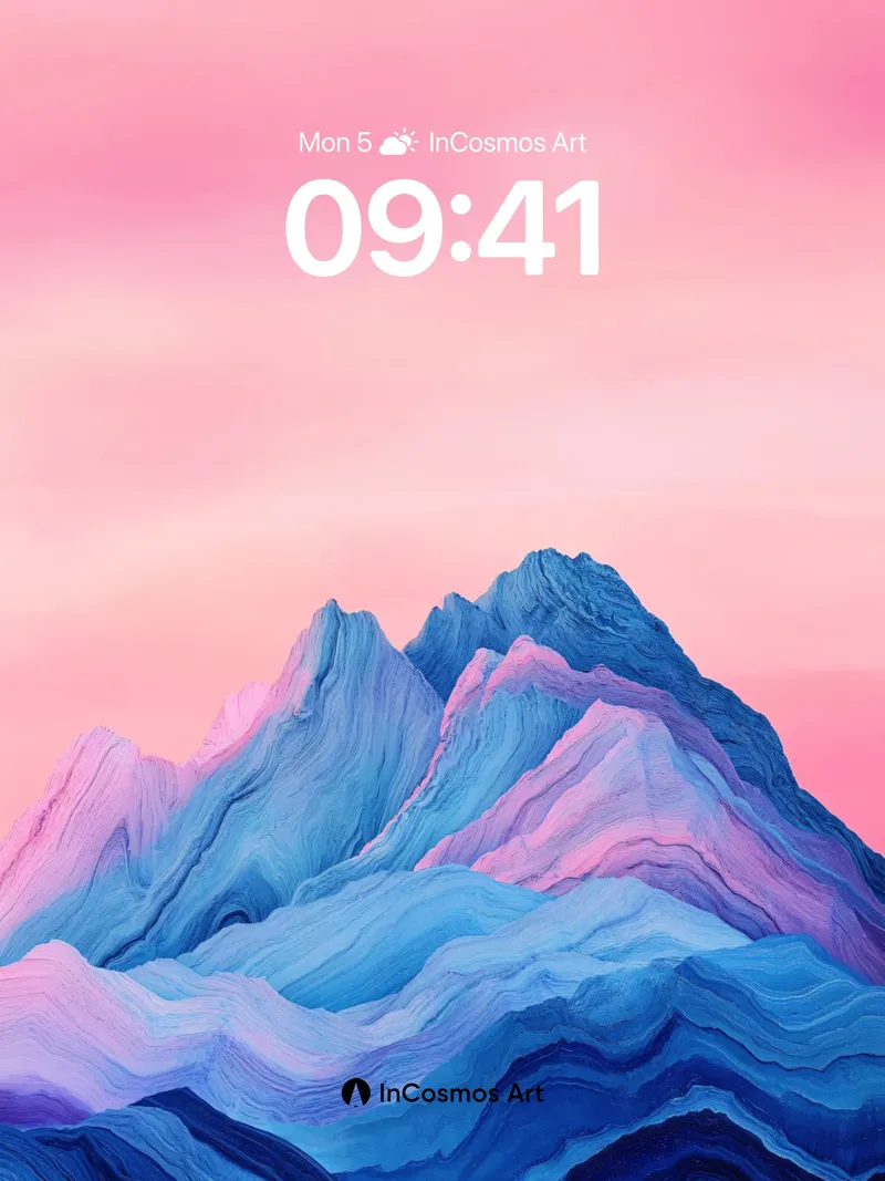 Crimson Horizon Wallpaper with Liquid Mountains