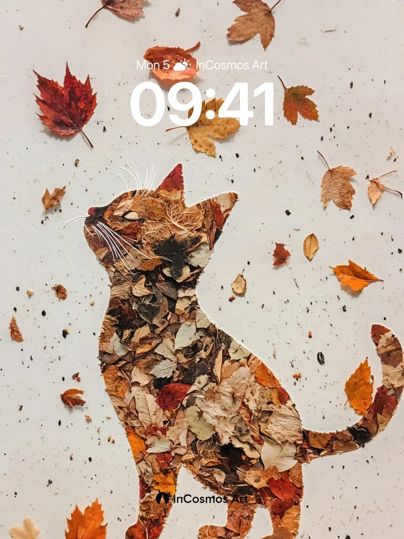 Autumn Whisker Wallpaper with Leaf-Sewn Form