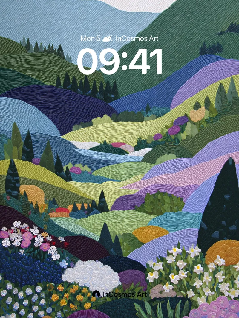 Whispering Hills Wallpaper with Embroidered Light