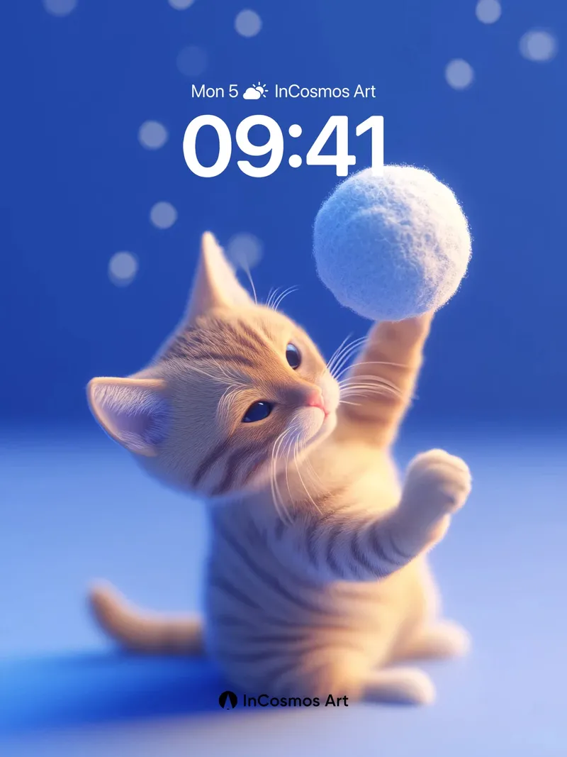 Playful Whisker Wallpaper with Floating Fluff
