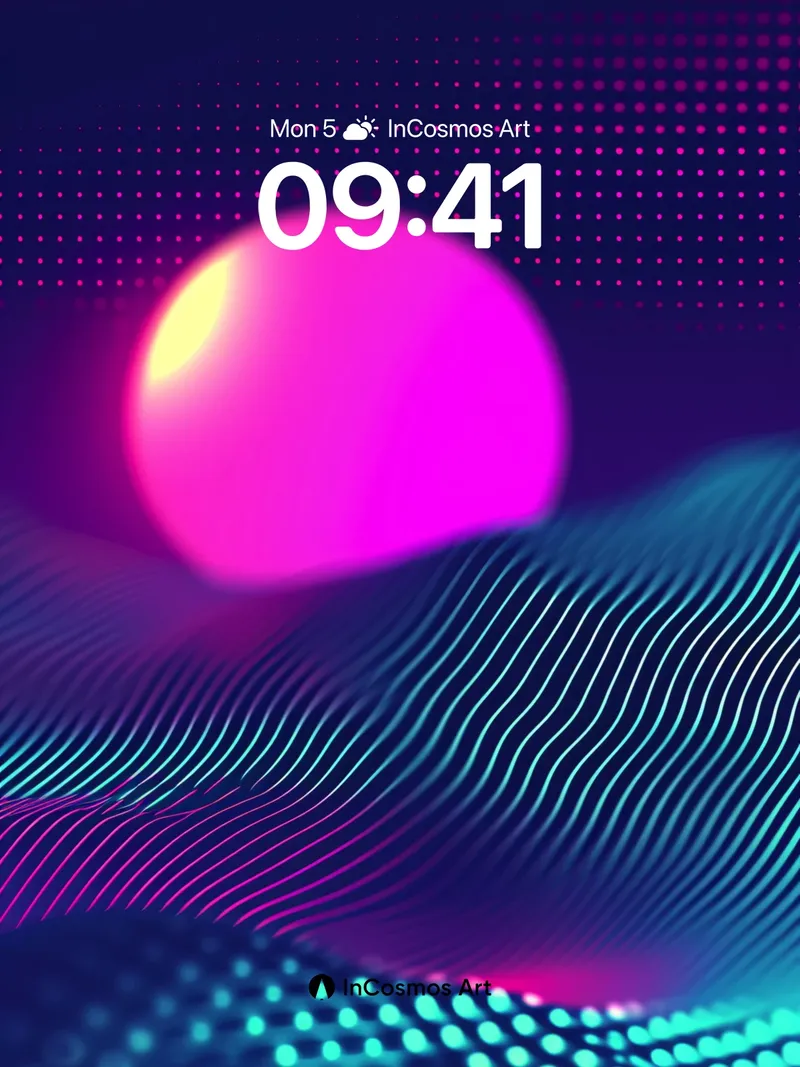 Neon Horizon Wallpaper with Pulse Waves