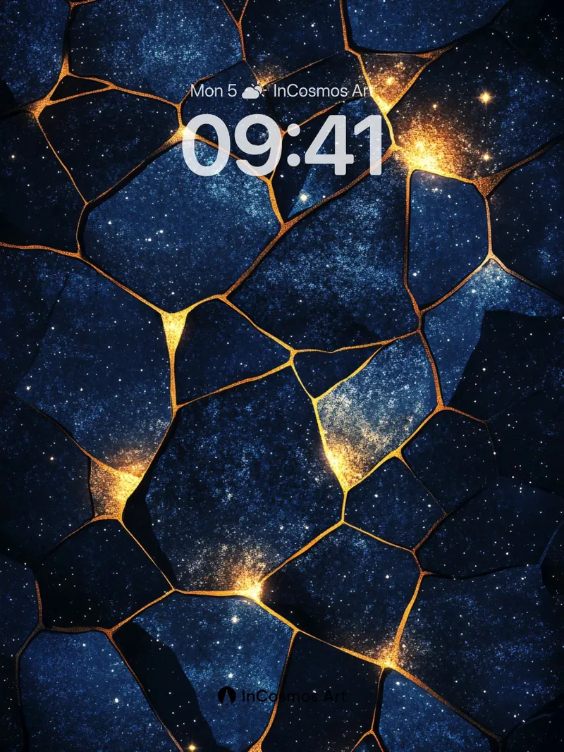 Cosmic Lattice Wallpaper with Golden Veins