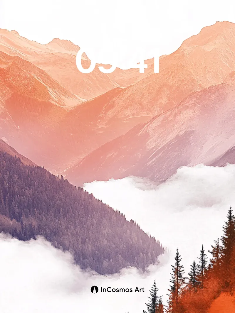 Crimson Valley Wallpaper with Floating Clouds