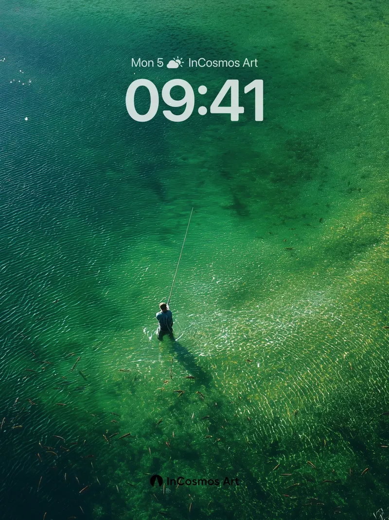 Serene Depths Wallpaper with Floating Shadows