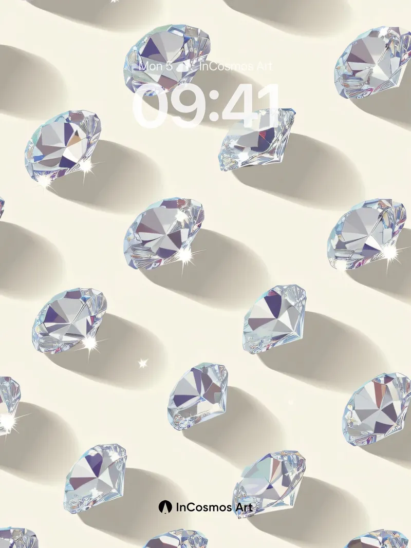 Luminous Diamond Wallpaper with Floating Light