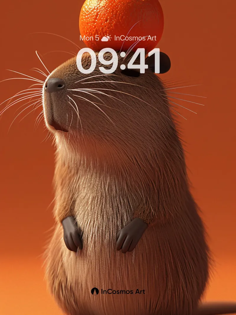 Balanced Orange Wallpaper with Rodent Grace