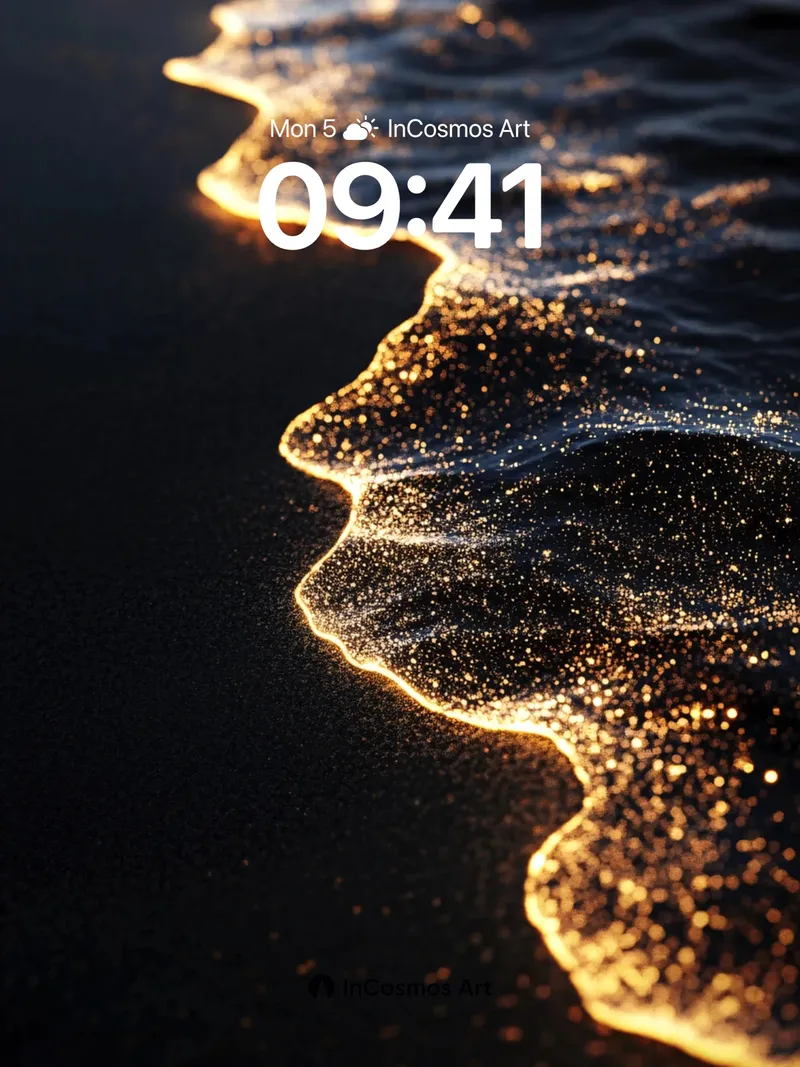 Golden Edge Wallpaper with Sparkling Foam