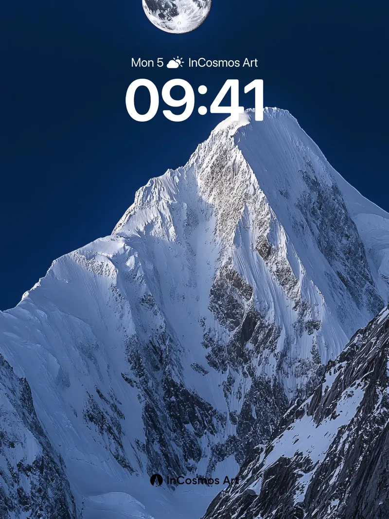 Silent Summit Wallpaper with Lunar Embrace