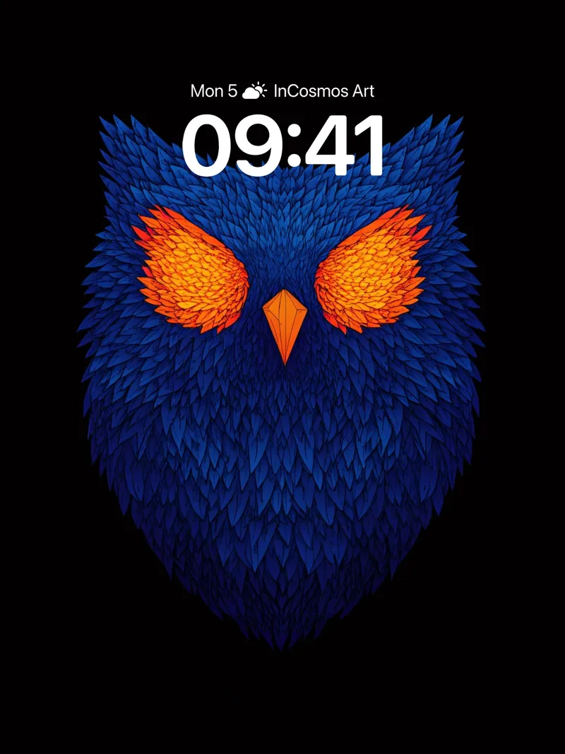 Cobalt Vigil Wallpaper with Fiery Eyes