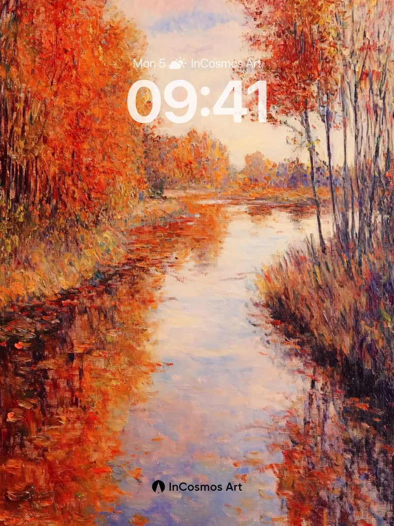 Autumn Reverie Wallpaper with Reflective Water